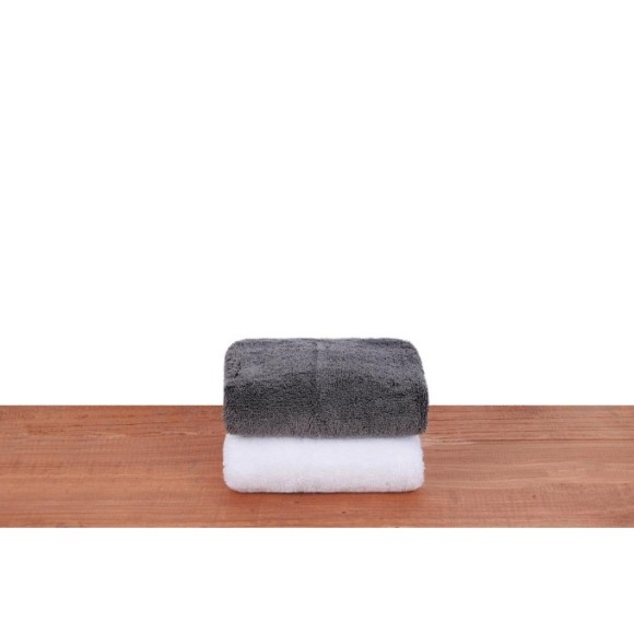 SOFTSIES Gri ve Beyaz Organik,vegan,900 Gsm,El Havlusu 2 Adet 30x50cm - Gri-Beyaz